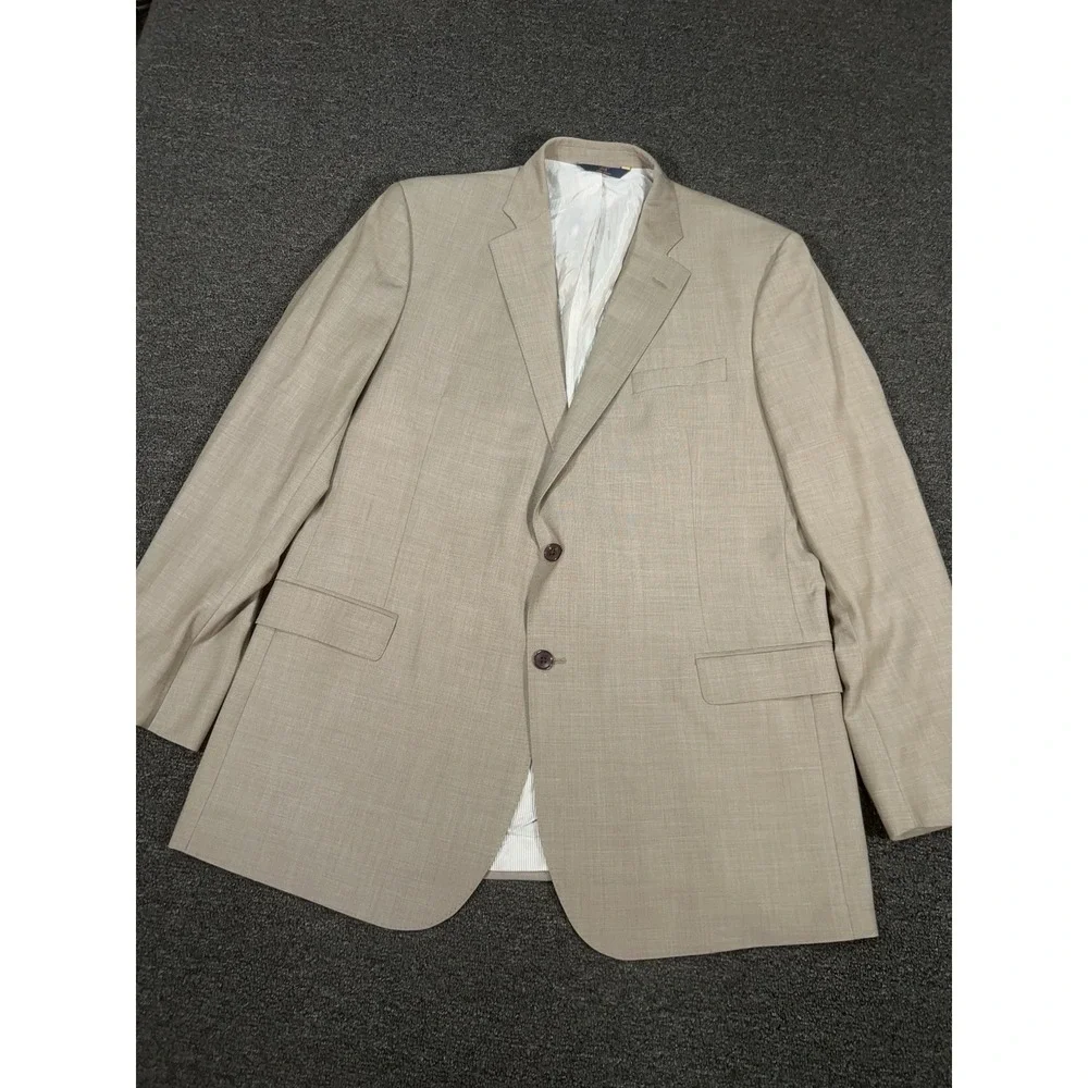 Brooks Brothers Explorer Fitzgerald 2 Piece Suit Mens 46L Pants 36x29 Wool Beige